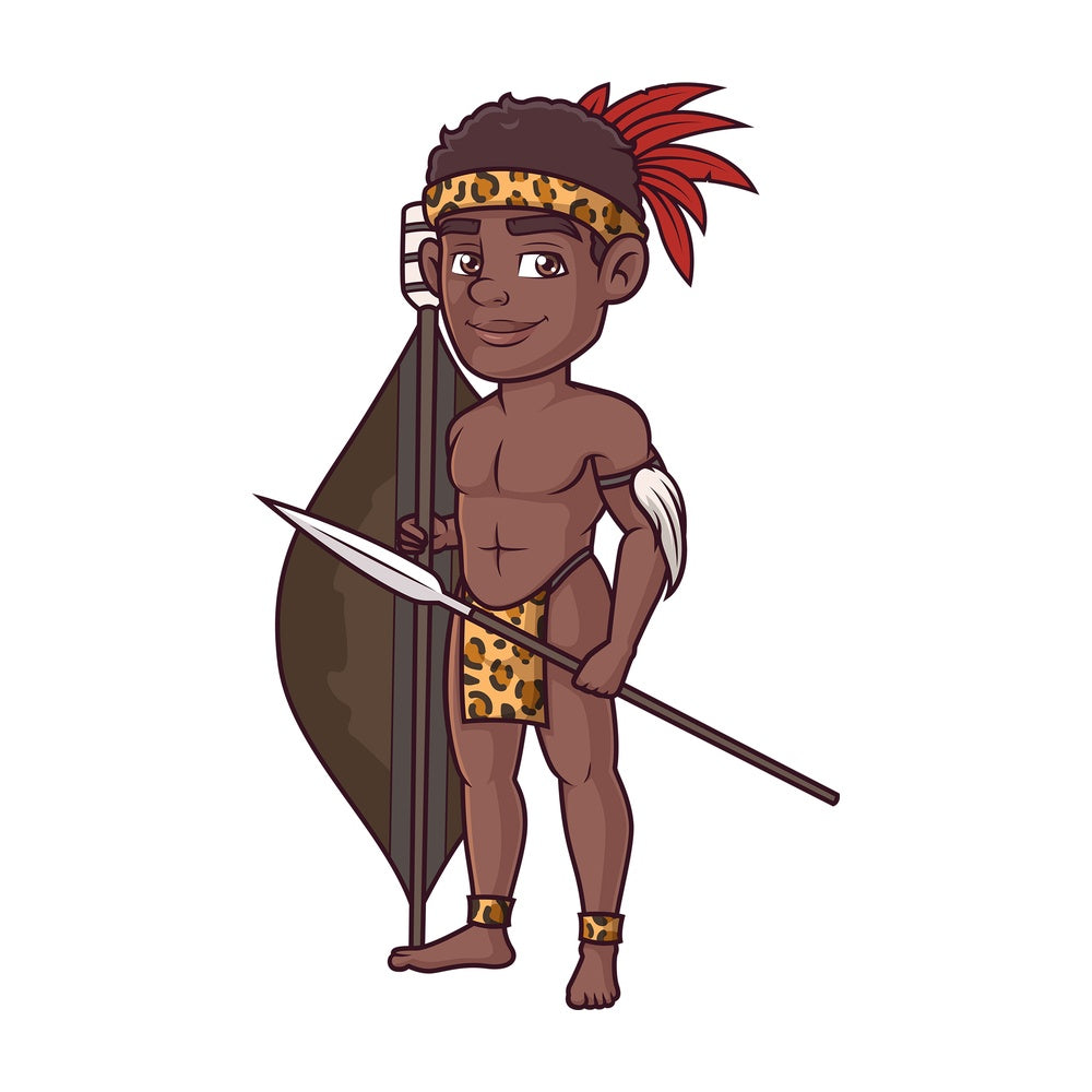 Zulu warrior with spear. PNG - JPG and vector EPS (infinitely scalable).