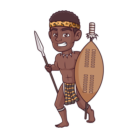 Angry zulu warrior. PNG - JPG and vector EPS (infinitely scalable).