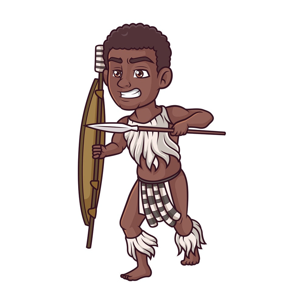 Zulu warrior attacking. PNG - JPG and vector EPS (infinitely scalable).