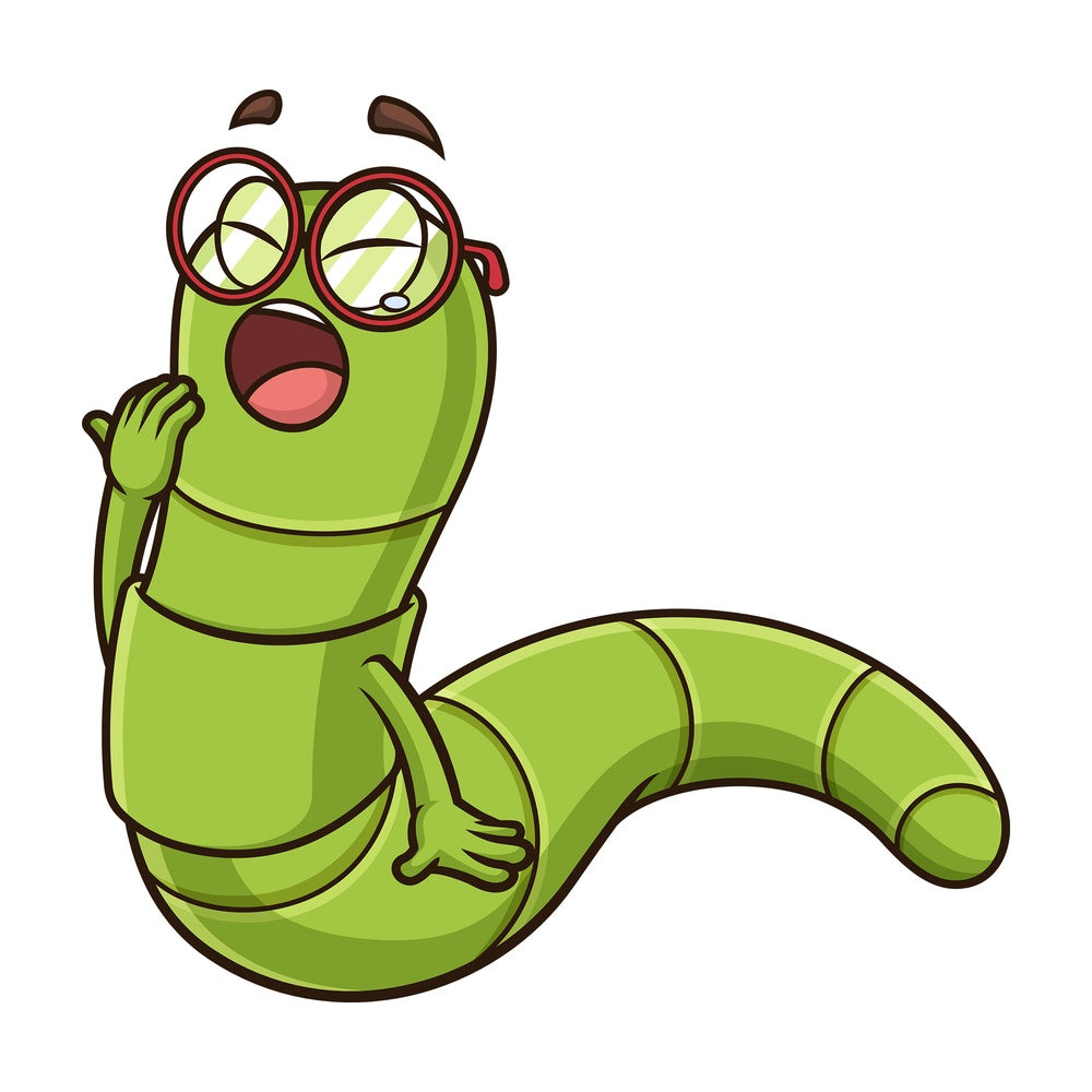 Tired bookworm yawning. PNG - JPG and vector EPS (infinitely scalable).