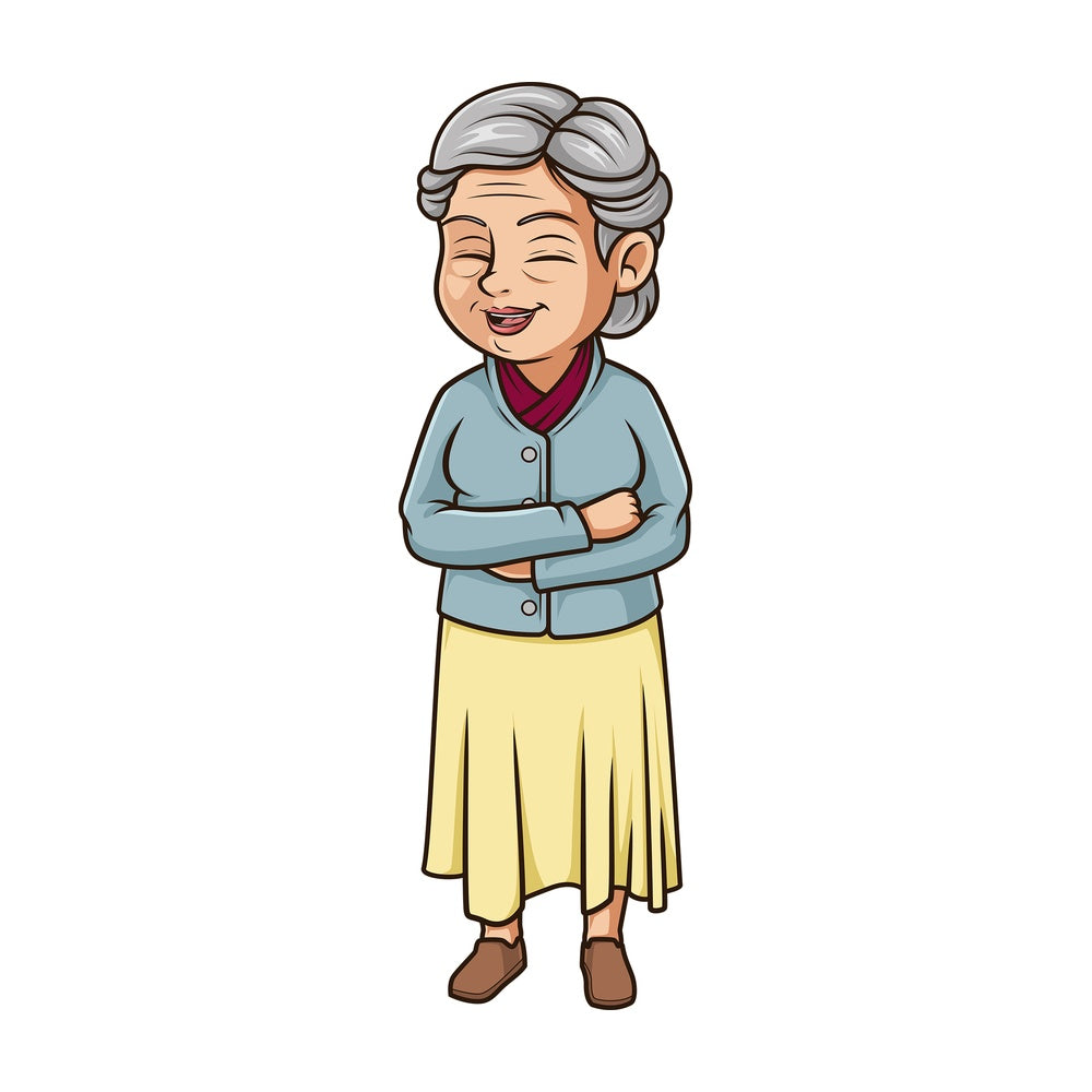 Joyful old woman. PNG - JPG and vector EPS (infinitely scalable).