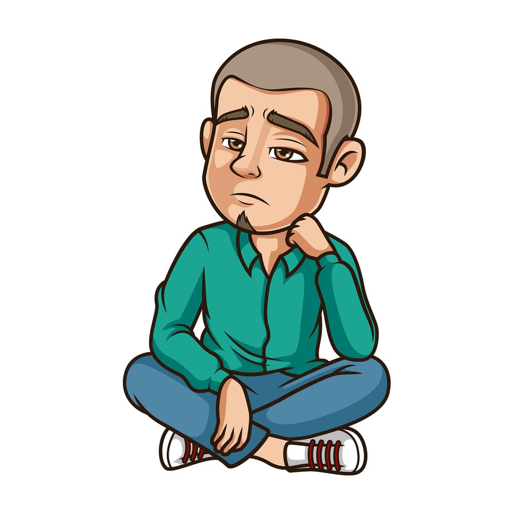 Sad latino man. PNG - JPG and vector EPS (infinitely scalable).