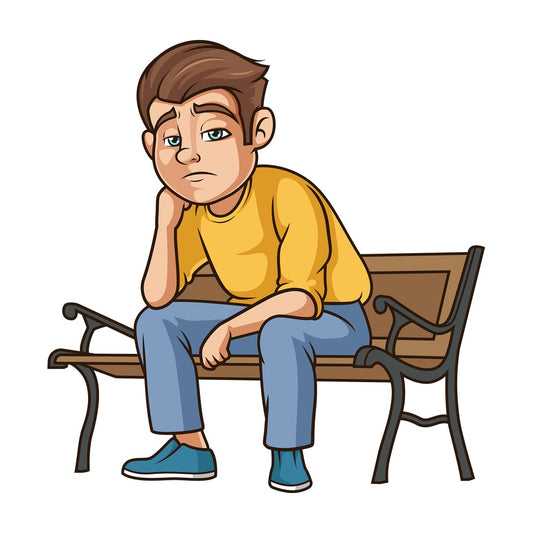 Sad guy on bench. PNG - JPG and vector EPS (infinitely scalable).