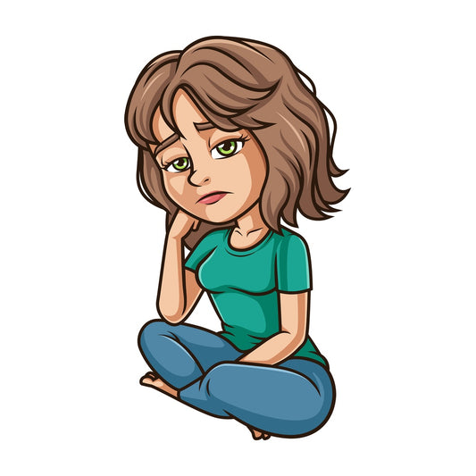 Sad latino woman. PNG - JPG and vector EPS (infinitely scalable).