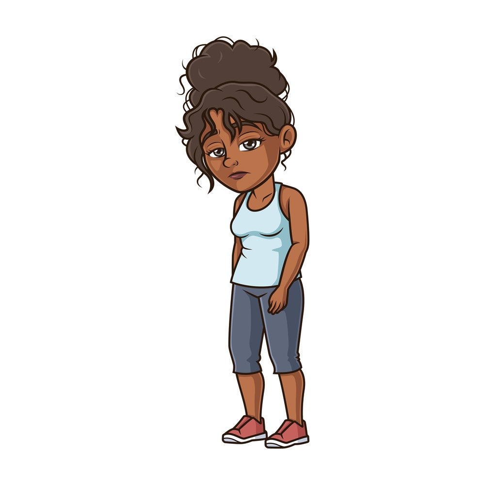 Sad black woman. PNG - JPG and vector EPS (infinitely scalable).
