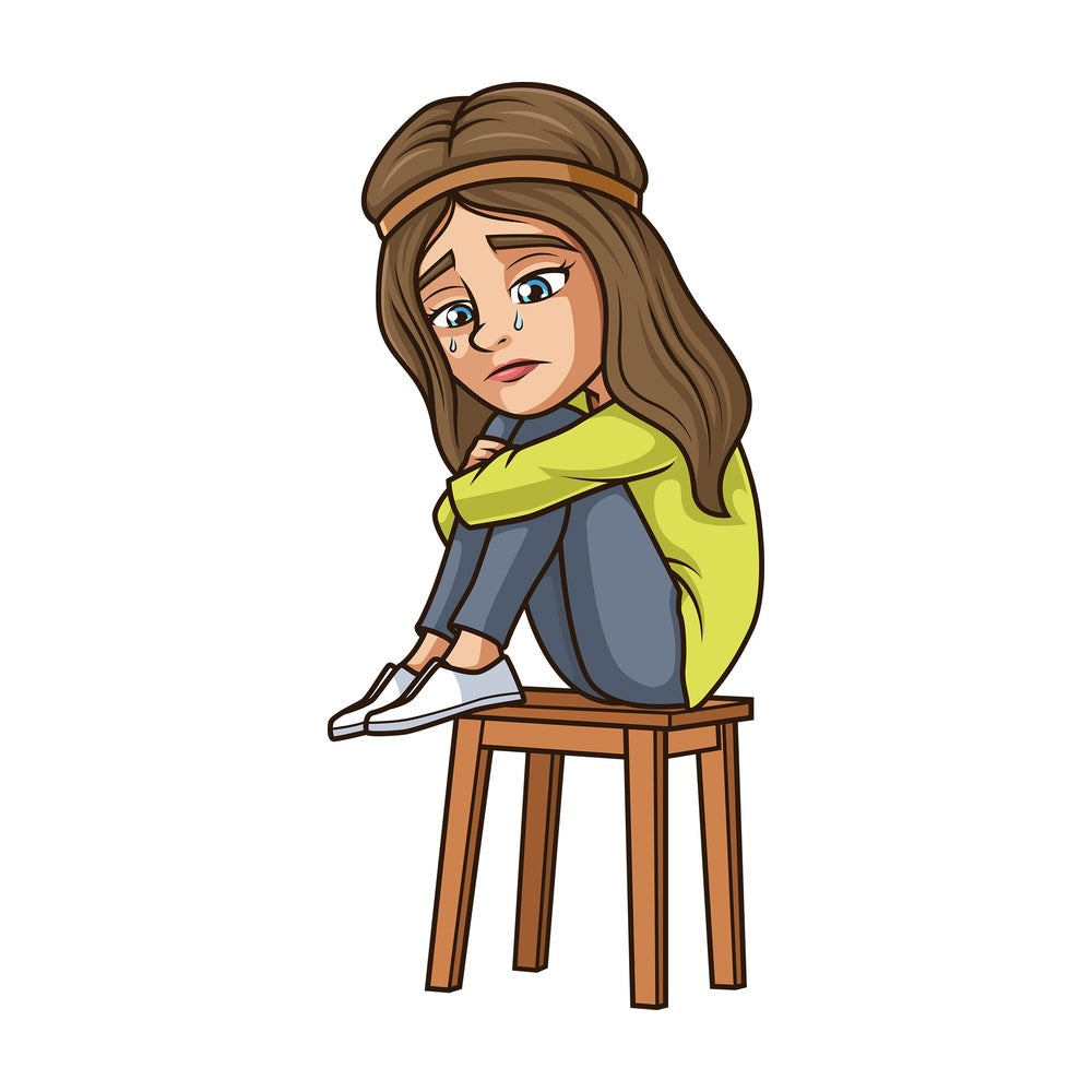 Sorrowful woman crying. PNG - JPG and vector EPS (infinitely scalable).