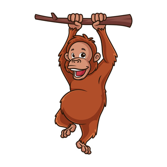 Orangutan hanging from tree branch. PNG - JPG and vector EPS (infinitely scalable).