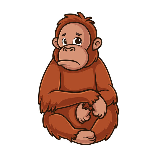 Sad orangutan. PNG - JPG and vector EPS (infinitely scalable).