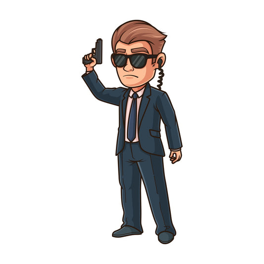 Secret service agent holding gun. PNG - JPG and vector EPS (infinitely scalable).