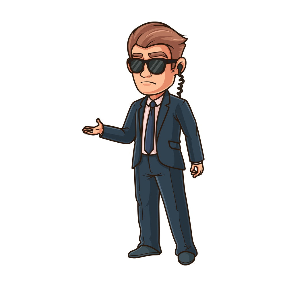 Secret service agent presenting. PNG - JPG and vector EPS (infinitely scalable).