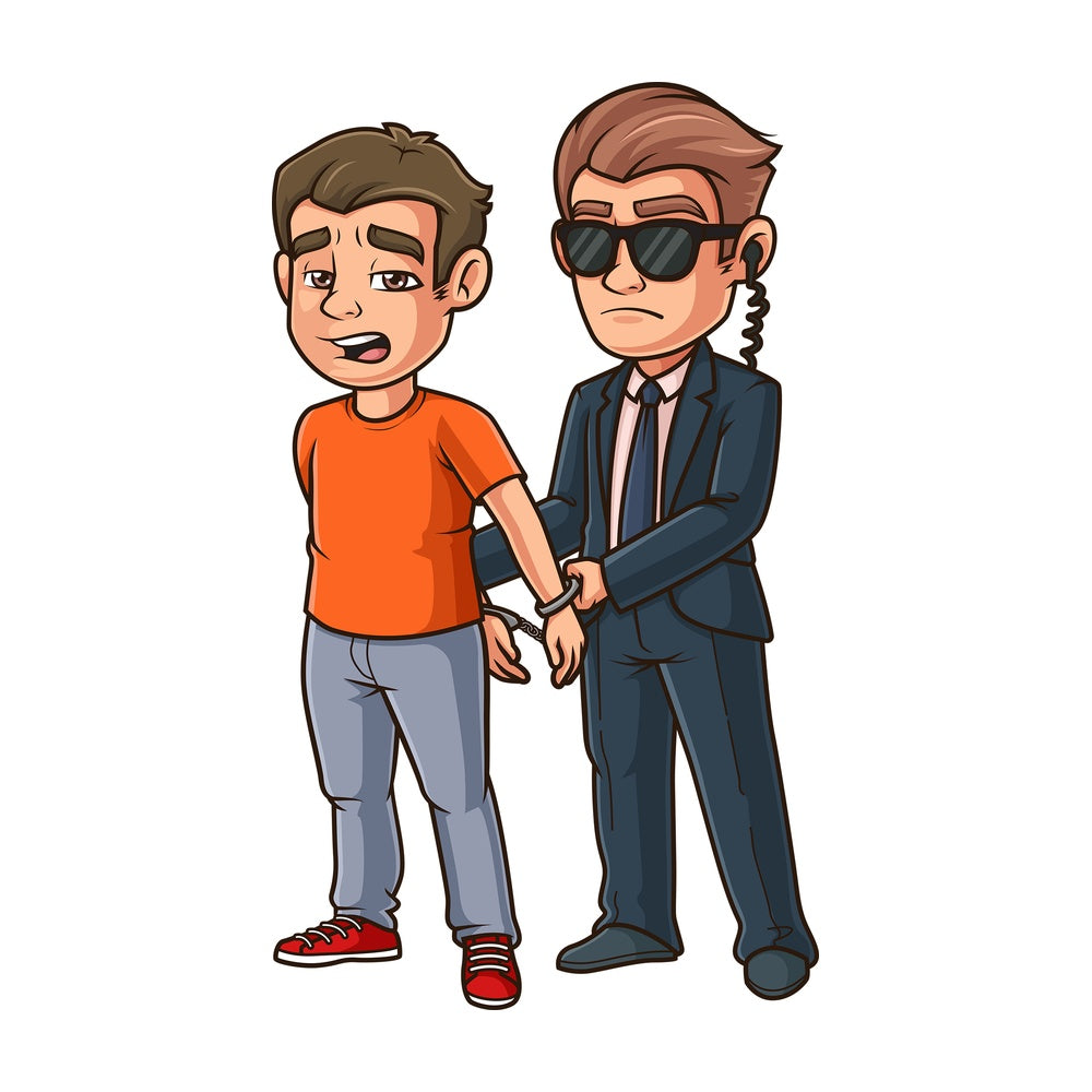 FBI agent arresting man. PNG - JPG and vector EPS (infinitely scalable).