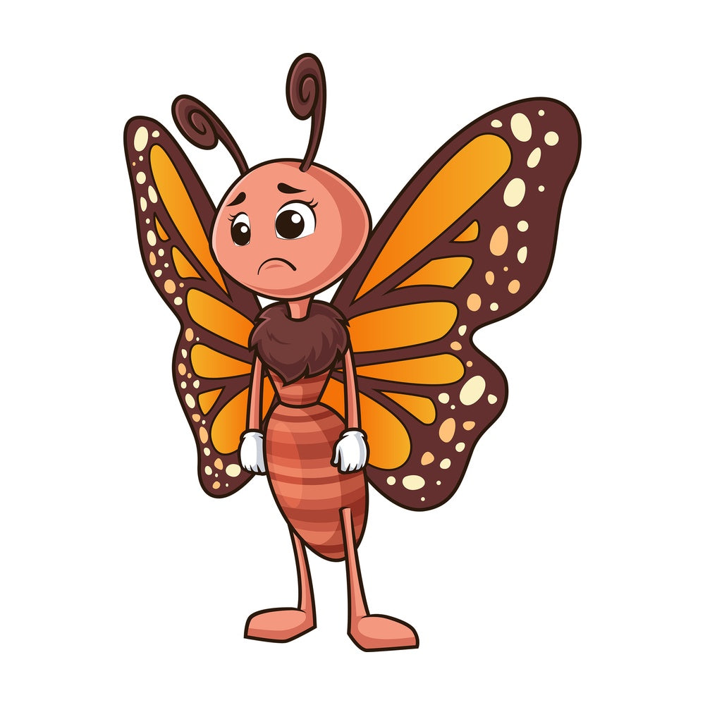 Sad butterfly. PNG - JPG and vector EPS (infinitely scalable).