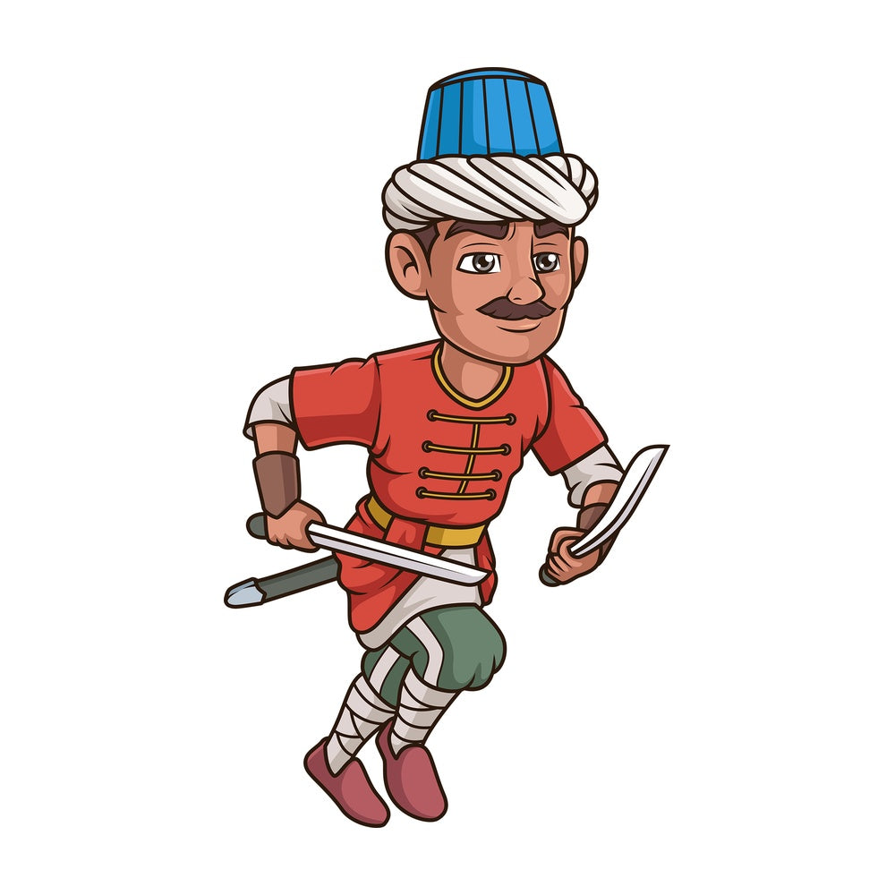 Ottoman turk swordsman. PNG - JPG and vector EPS (infinitely scalable).