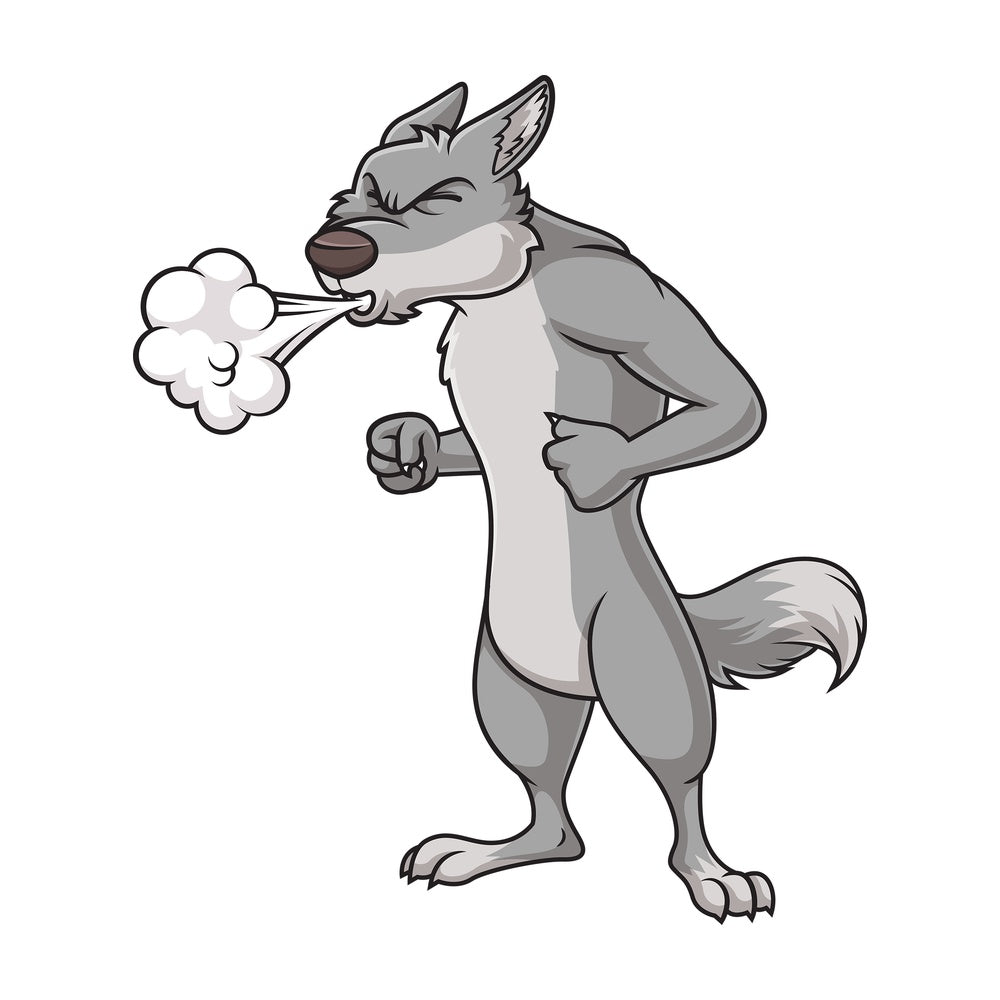 Wolf blowing. PNG - JPG and vector EPS (infinitely scalable).