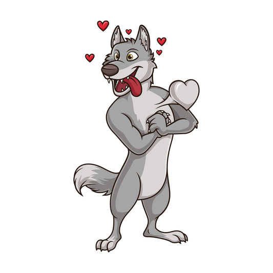 Wolf in love. PNG - JPG and vector EPS (infinitely scalable).