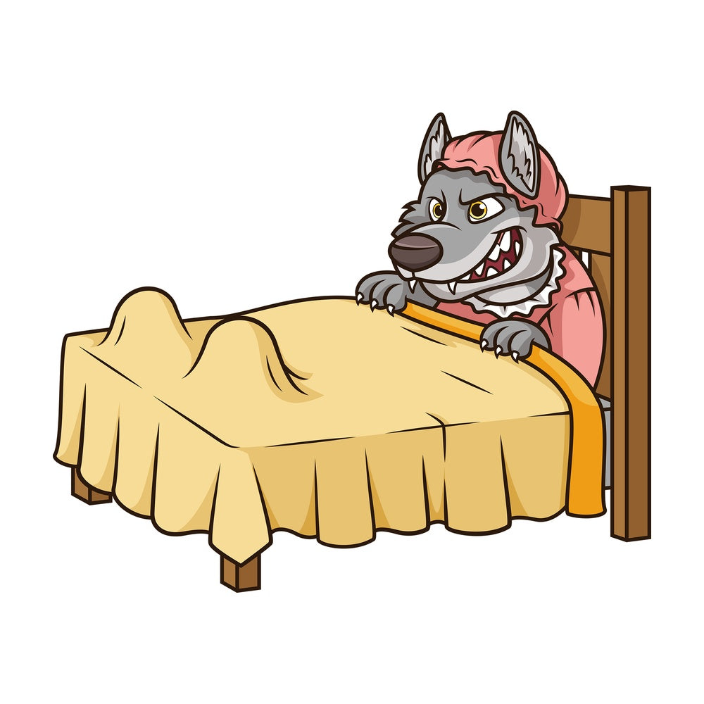 Wolf pretending to be grandma. PNG - JPG and vector EPS (infinitely scalable).