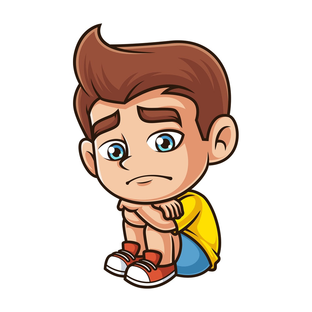 Sad little boy. PNG - JPG and vector EPS (infinitely scalable).