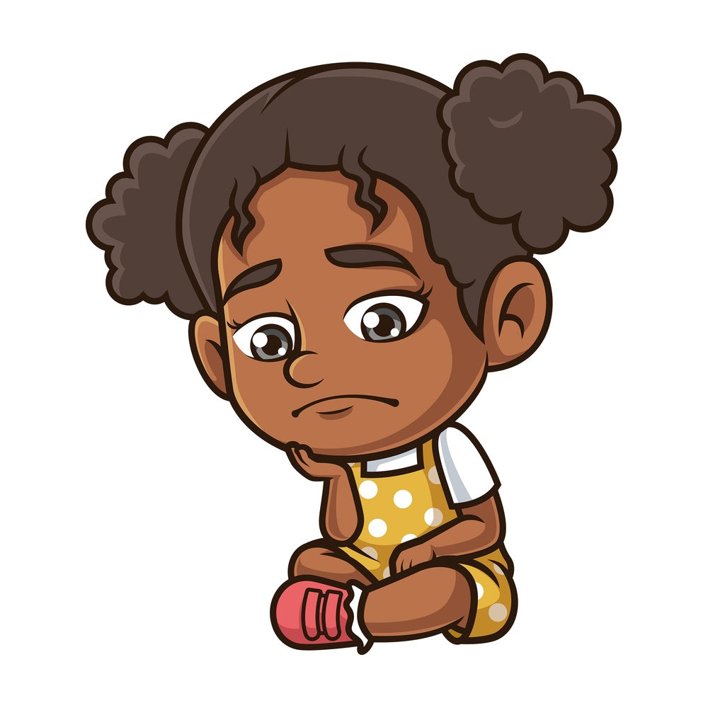 Sad black girl. PNG - JPG and vector EPS (infinitely scalable).