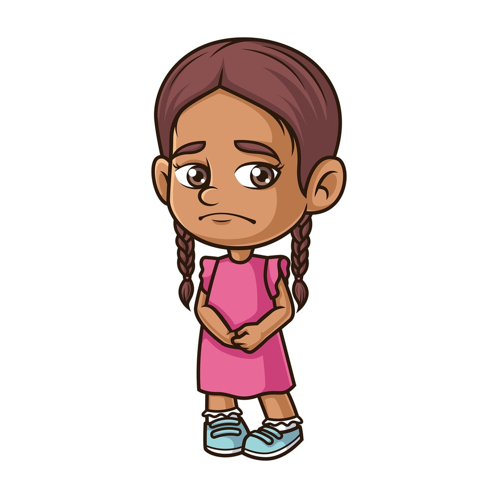 Sad hispanic girl. PNG - JPG and vector EPS (infinitely scalable).