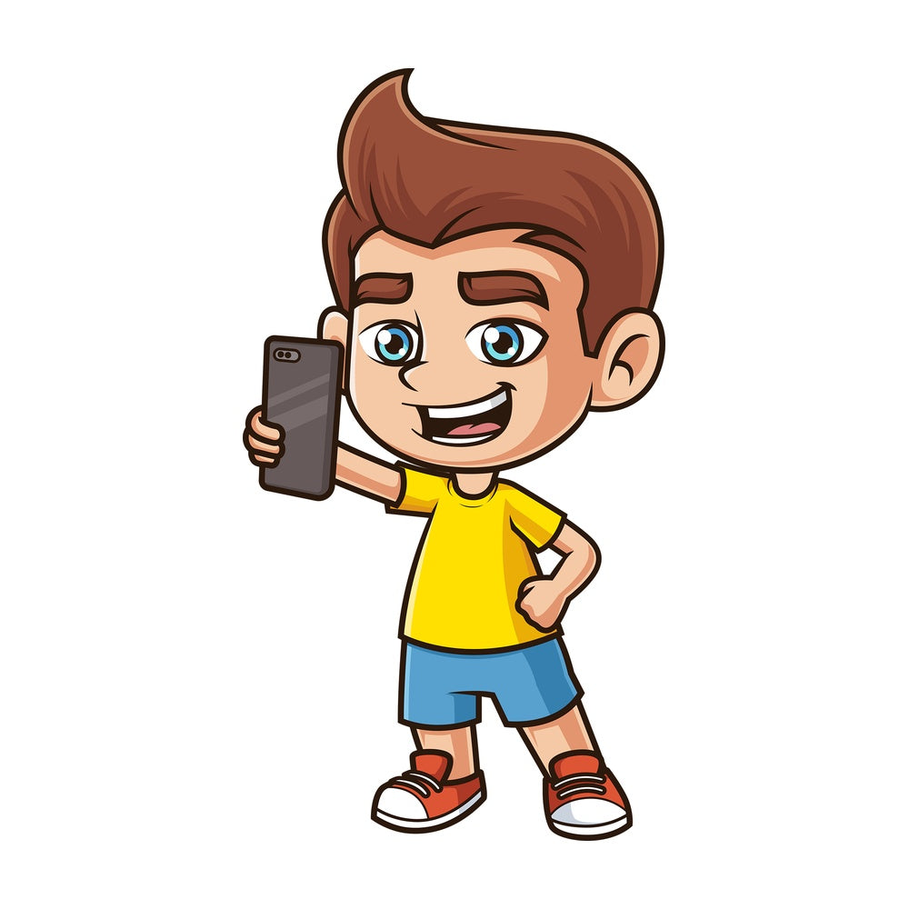 Caucasian boy taking selfie. PNG - JPG and vector EPS (infinitely scalable).