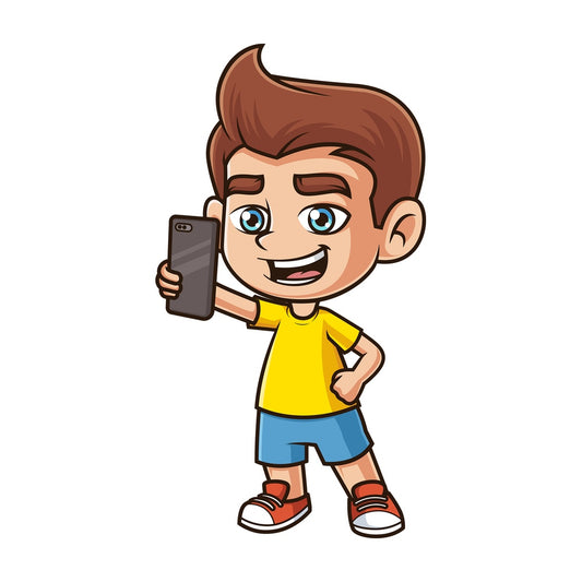 Caucasian boy taking selfie. PNG - JPG and vector EPS (infinitely scalable).