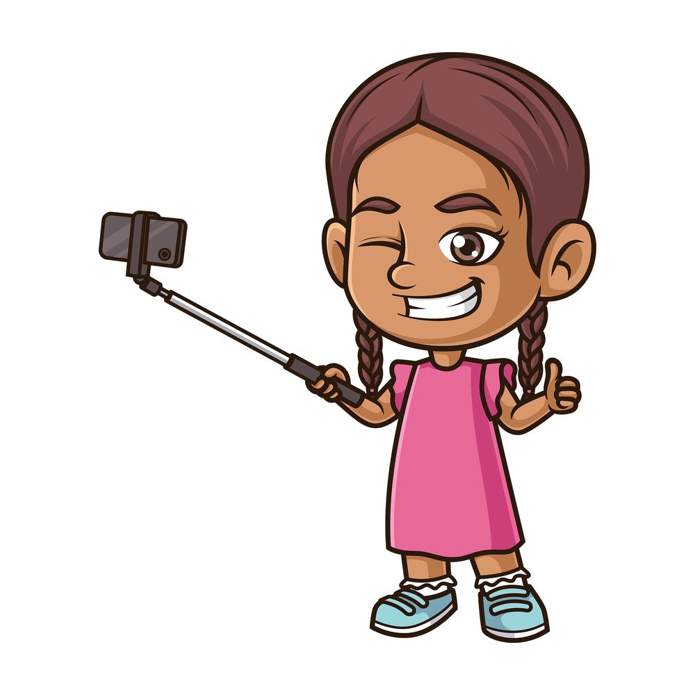 Hispanic girl taking selfie. PNG - JPG and vector EPS (infinitely scalable).