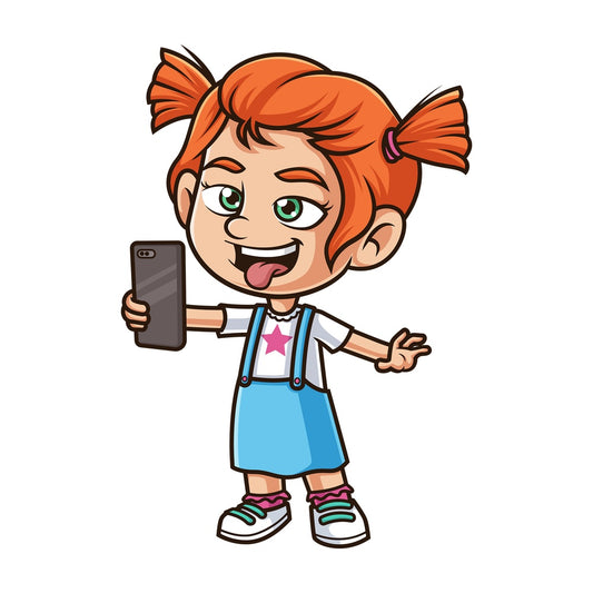 Funny little girl selfie. PNG - JPG and vector EPS (infinitely scalable).