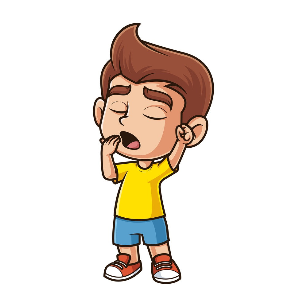 Tired boy yawning. PNG - JPG and vector EPS (infinitely scalable).