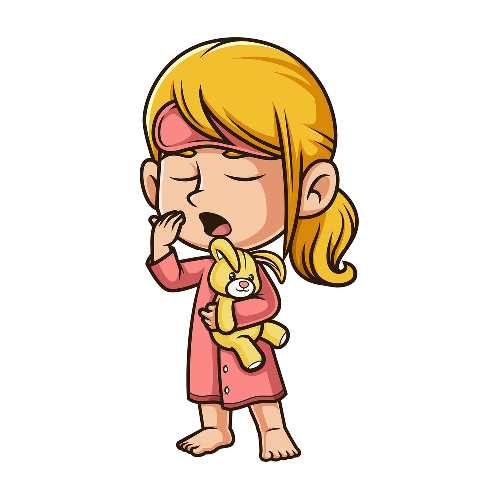 Caucasian girl yawning. PNG - JPG and vector EPS (infinitely scalable).