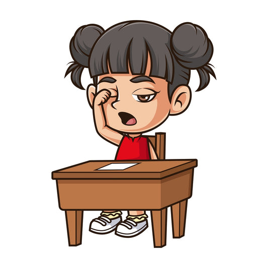 Sleepy asian girl yawning. PNG - JPG and vector EPS (infinitely scalable).