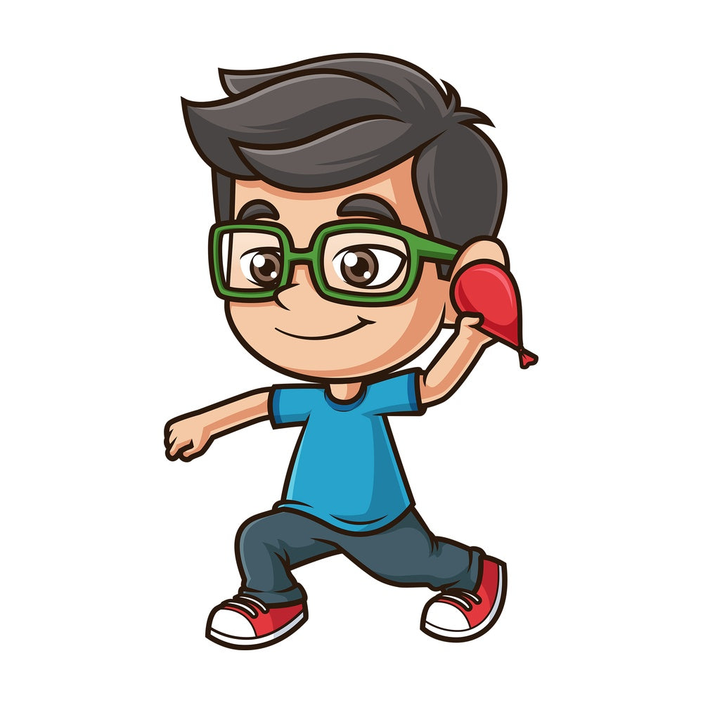 Kid throwing water balloon. PNG - JPG and vector EPS (infinitely scalable).