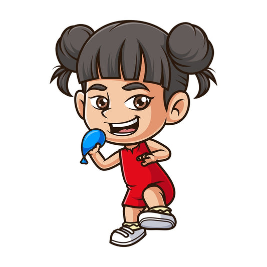 Asian girl throwing water bomb. PNG - JPG and vector EPS (infinitely scalable).