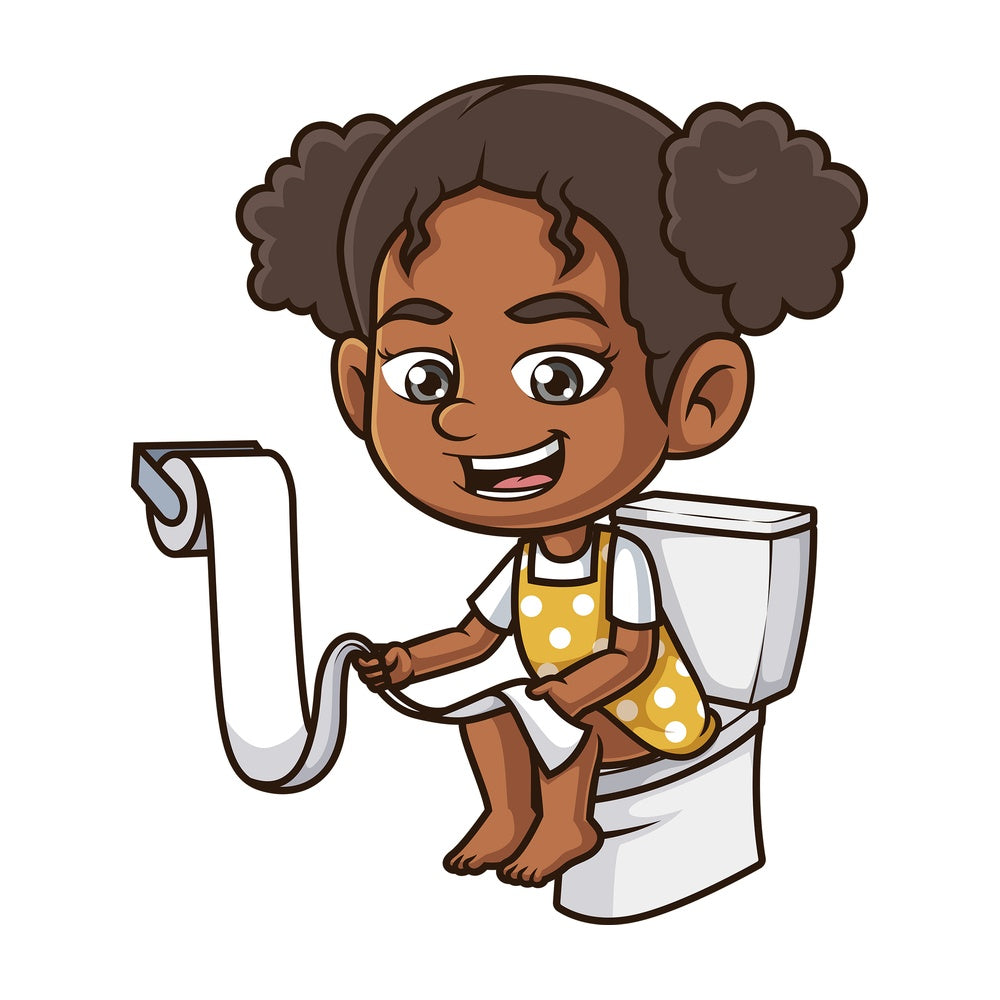 Black girl on toilet. PNG - JPG and vector EPS (infinitely scalable).