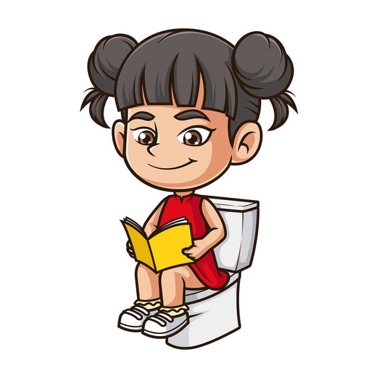 Asian girl on toilet. PNG - JPG and vector EPS (infinitely scalable).