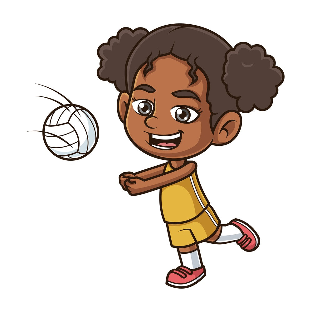 Black girl playing volleyball. PNG - JPG and vector EPS (infinitely scalable).