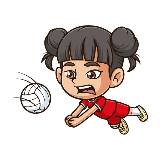 Asian girl playing volleyball. PNG - JPG and vector EPS (infinitely scalable).