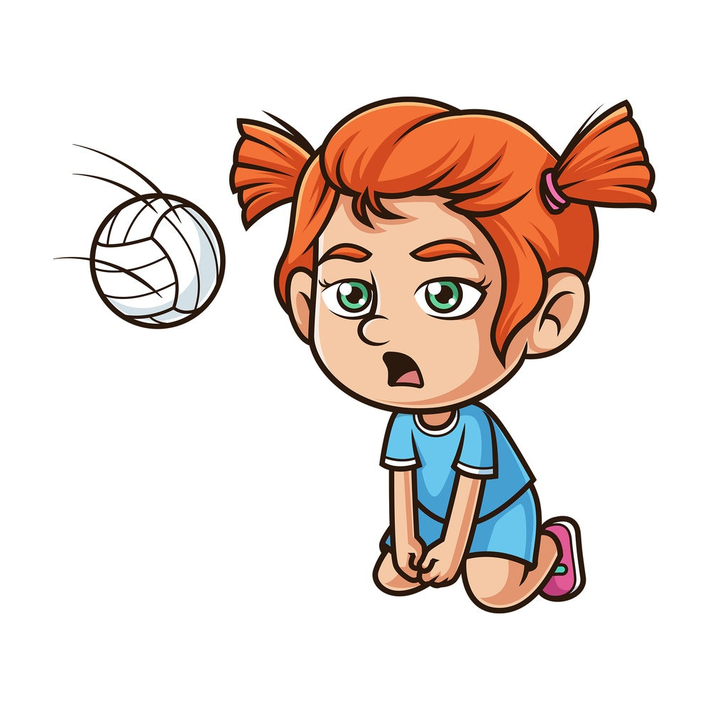 Little girl playing volleyball. PNG - JPG and vector EPS (infinitely scalable).