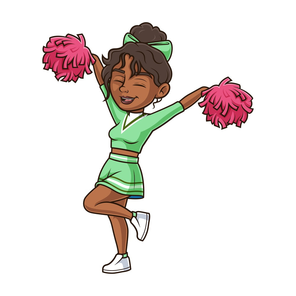 Black cheerleader cheering. PNG - JPG and vector EPS (infinitely scalable).