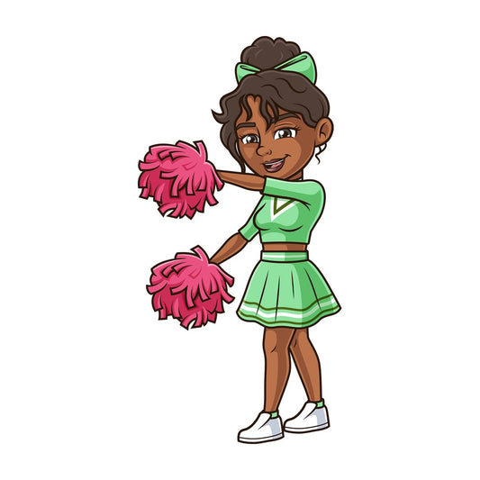 Black cheerleader dancing. PNG - JPG and vector EPS (infinitely scalable).
