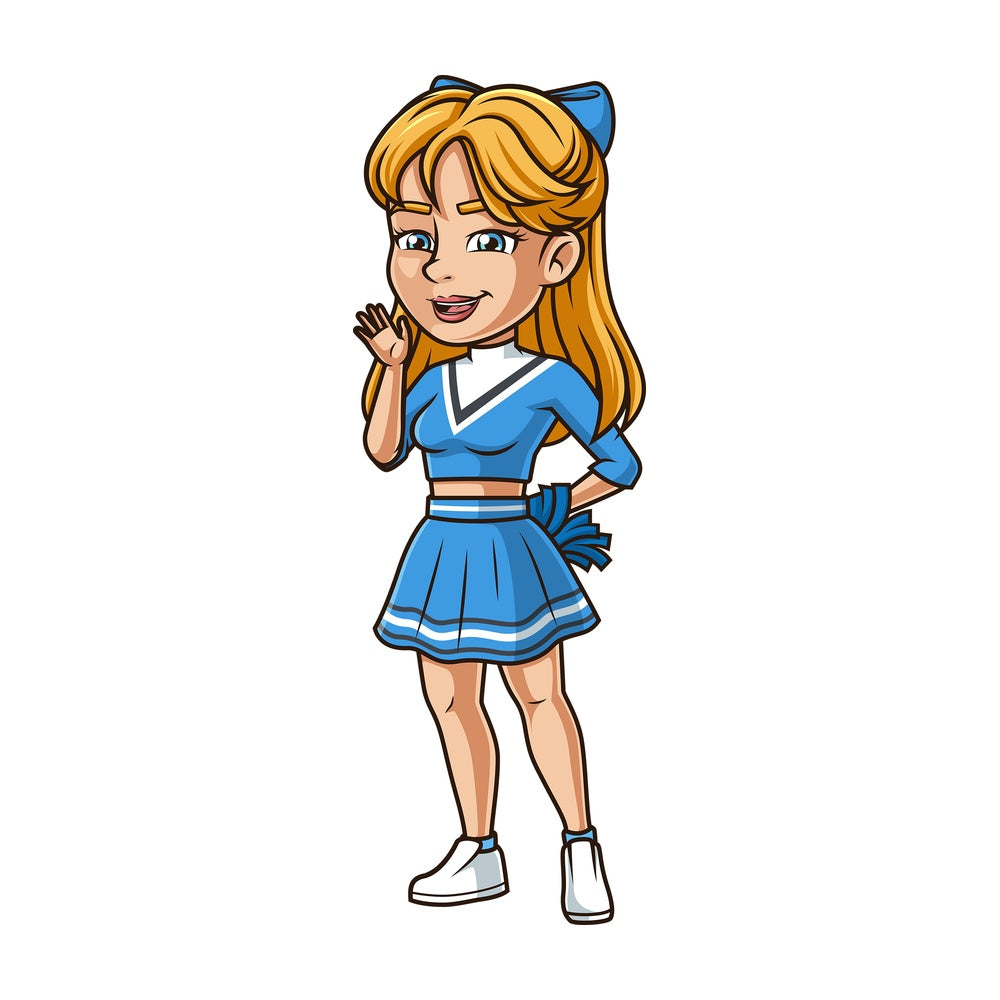 Friendly caucasian cheerleader. PNG - JPG and vector EPS (infinitely scalable).