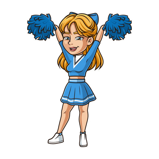 Cheerful woman cheerleader. PNG - JPG and vector EPS (infinitely scalable).