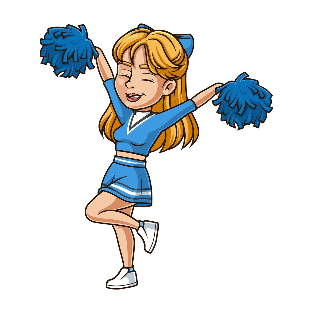 Jolly cheerleader cheering. PNG - JPG and vector EPS (infinitely scalable).