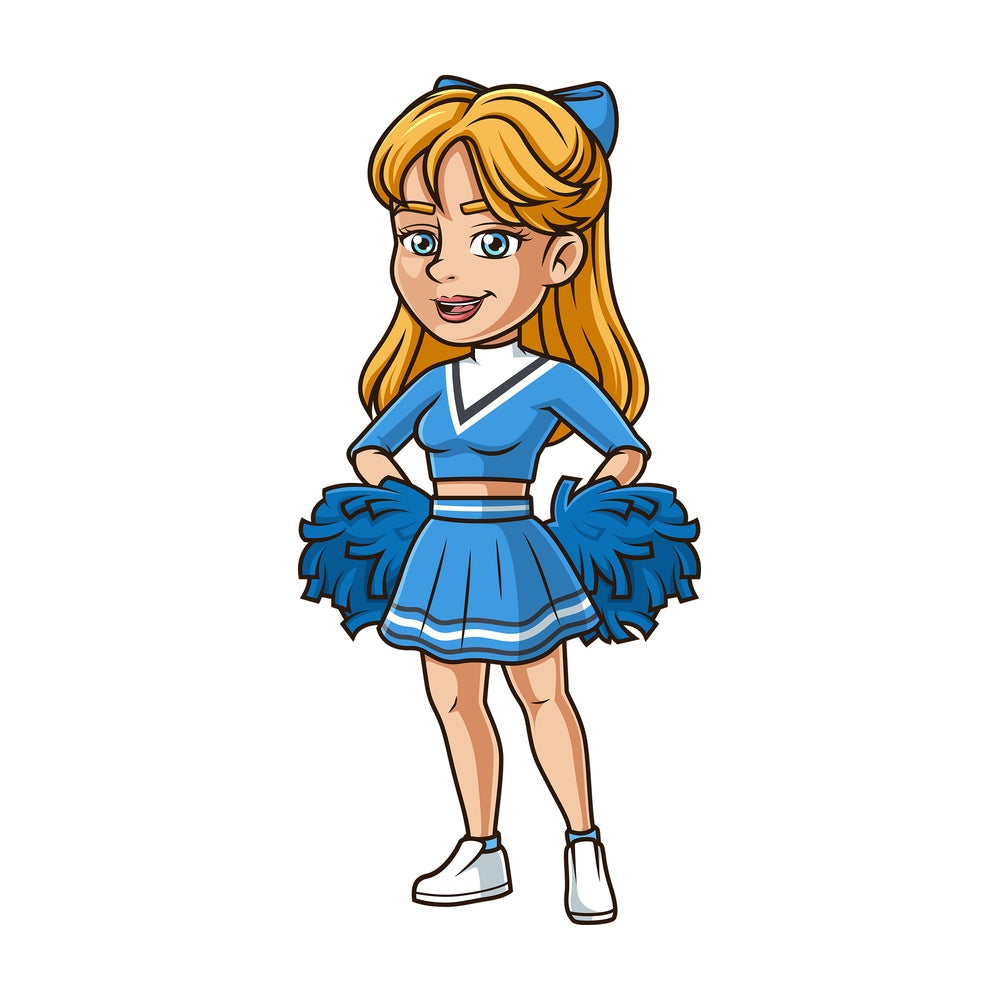 Confident caucasian cheerleader. PNG - JPG and vector EPS (infinitely scalable).