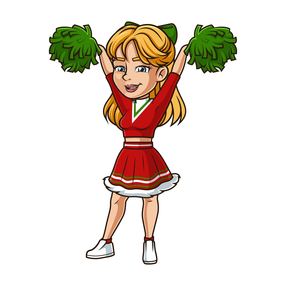 Cheerleader dressed for christmas. PNG - JPG and vector EPS (infinitely scalable).