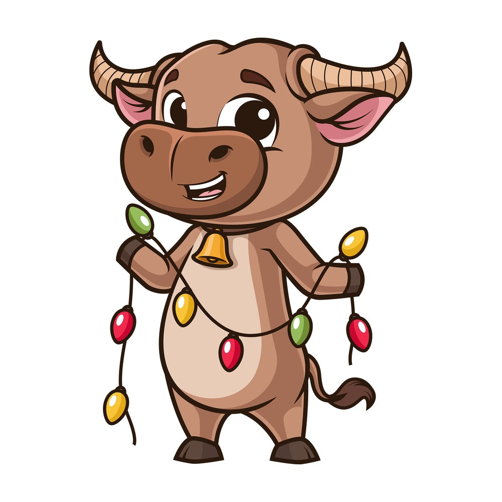 Ox holding lights. PNG - JPG and vector EPS (infinitely scalable).