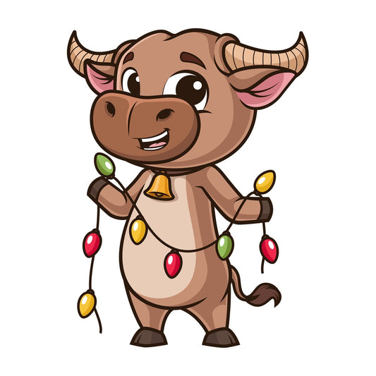 Ox holding lights. PNG - JPG and vector EPS (infinitely scalable).