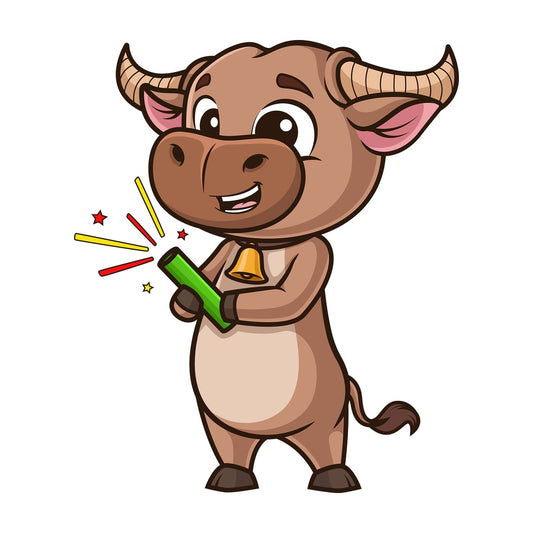 Ox holding fireworks. PNG - JPG and vector EPS (infinitely scalable).