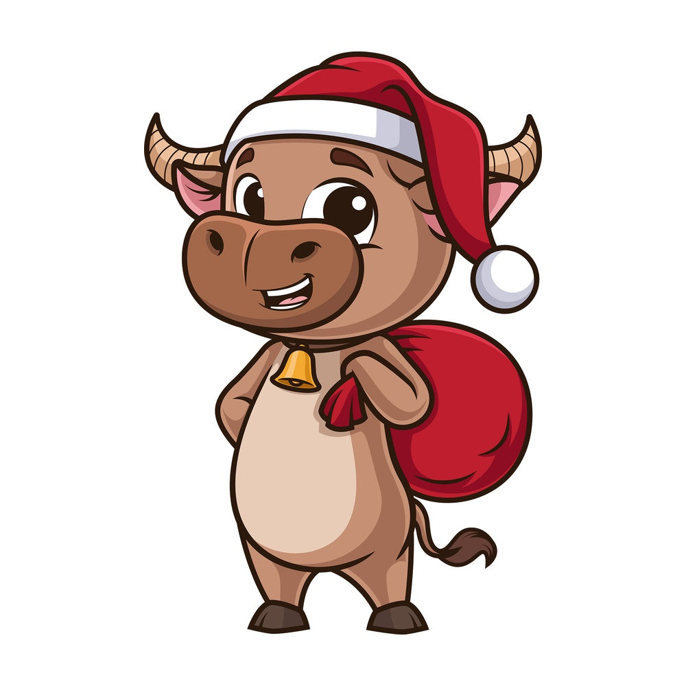 Ox dressed like santa. PNG - JPG and vector EPS (infinitely scalable).
