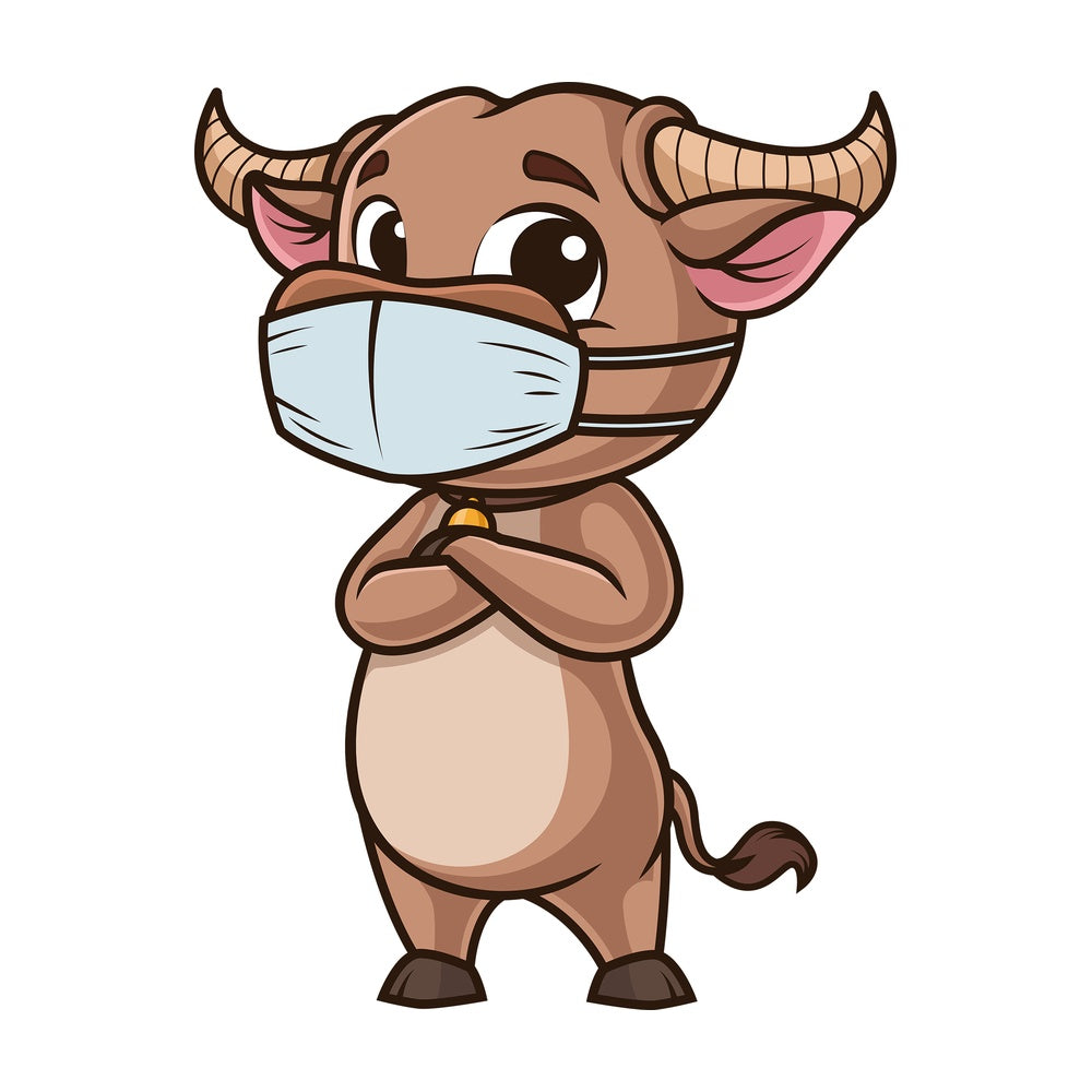 Ox wearing face mask. PNG - JPG and vector EPS (infinitely scalable).