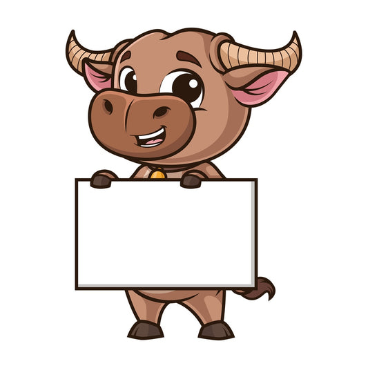 Ox holding blank sign. PNG - JPG and vector EPS (infinitely scalable).
